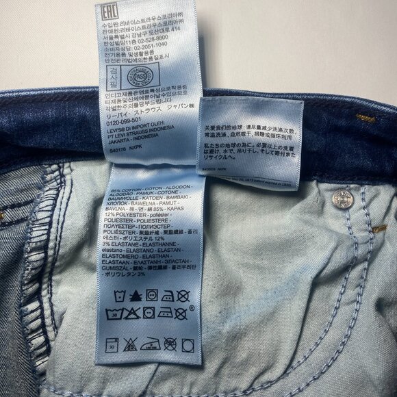 Levis Classic Mid Rise Skinny Jeans Womens 14 Raw Hem MedWash Denim Stretch EUC - Picture 6 of 12